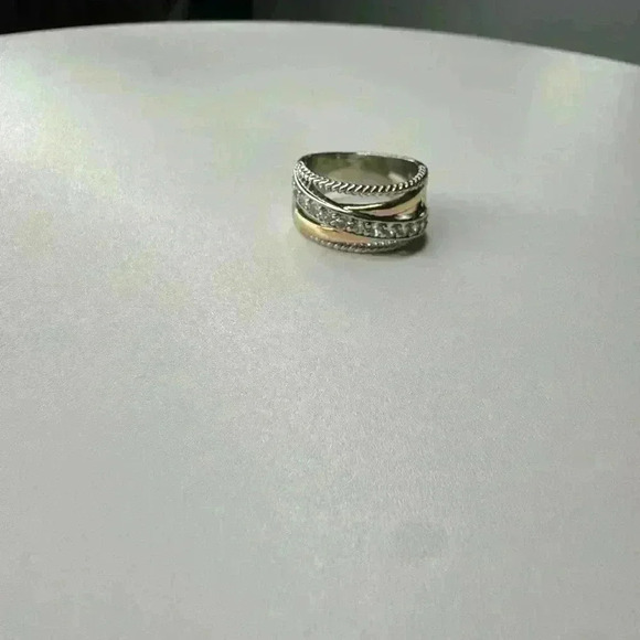 Two Tone Ring Simulated Diamonds - Picture 5 of 7